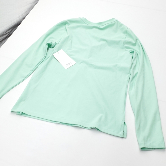 NEW Athleta Uptempo Ribbed Henley Long Sleeve Top Mint Green Women’s Size L - Picture 14 of 14